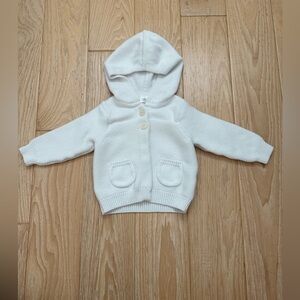 HANNA ANDERSSON Girl White Knit Cardigan Size 70 6-12 Months 100% Organic Cotton